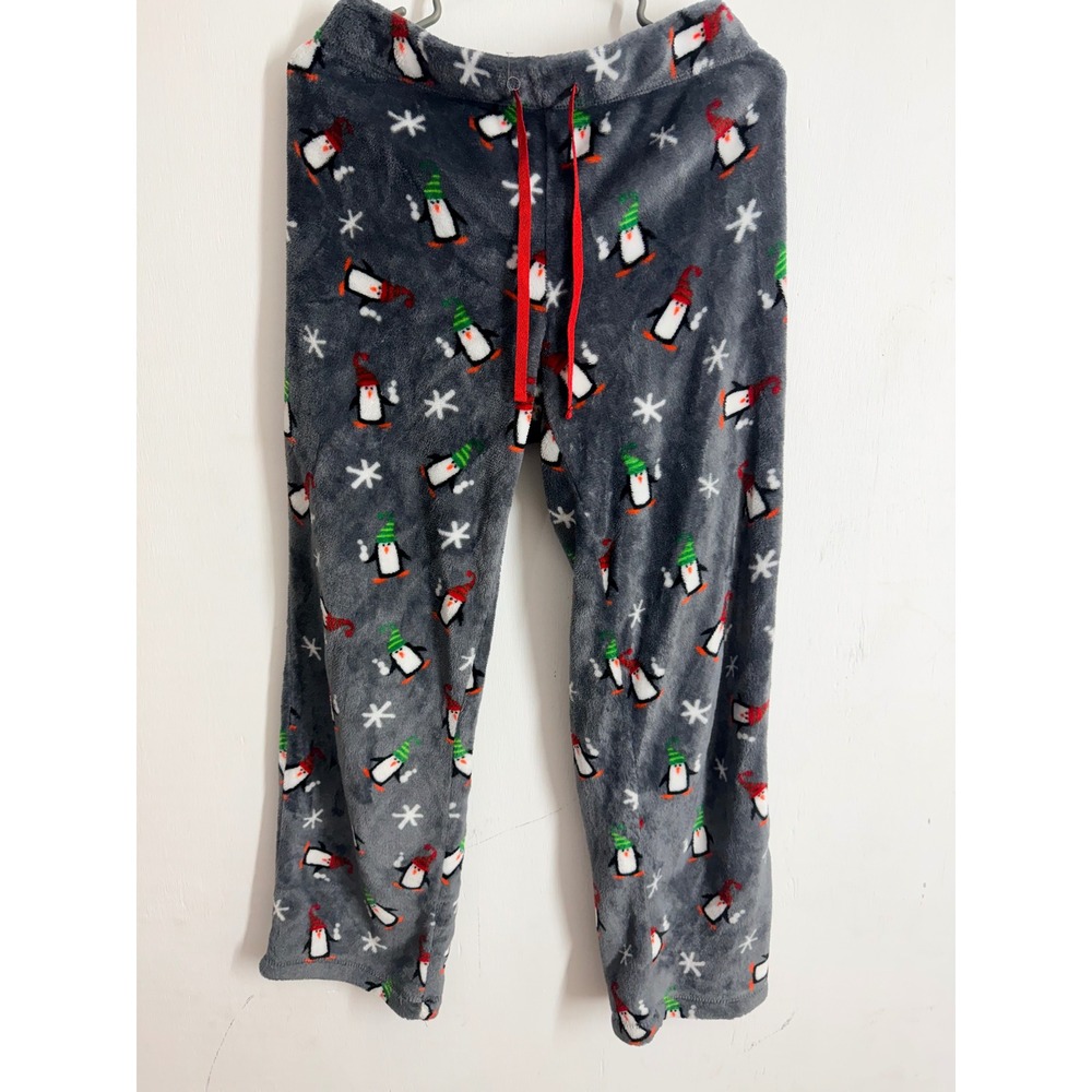 Secret Treasures Grey Penguin Fleece Pajama Pants Holiday Sleepwear M 8-10